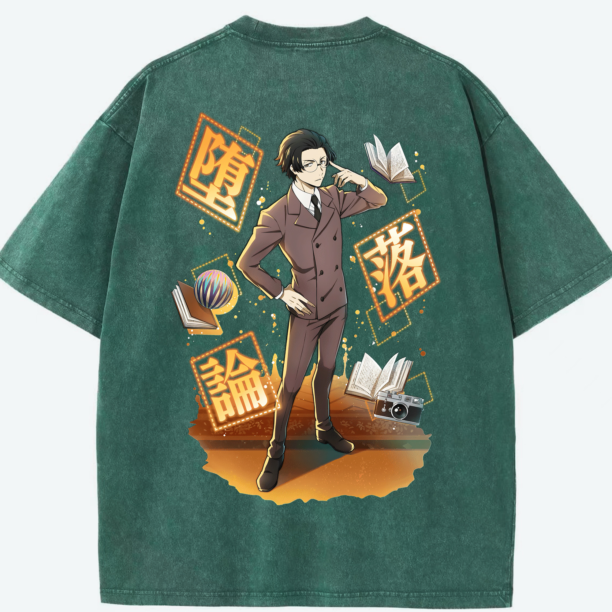 （画像用） 文豪ストレイドッグス Bungo Stray Dogs 綿100% ヴィンテージ風 半袖Tシャツ（背面プリント）